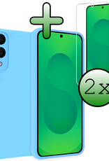 BASEY. BASEY. Samsung Galaxy S25 Edge Hoesje Siliconen Met 2x Screenprotector - Lichtblauw