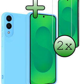 BASEY. BASEY. Samsung Galaxy S25 Edge Hoesje Siliconen Met 2x Screenprotector - Lichtblauw