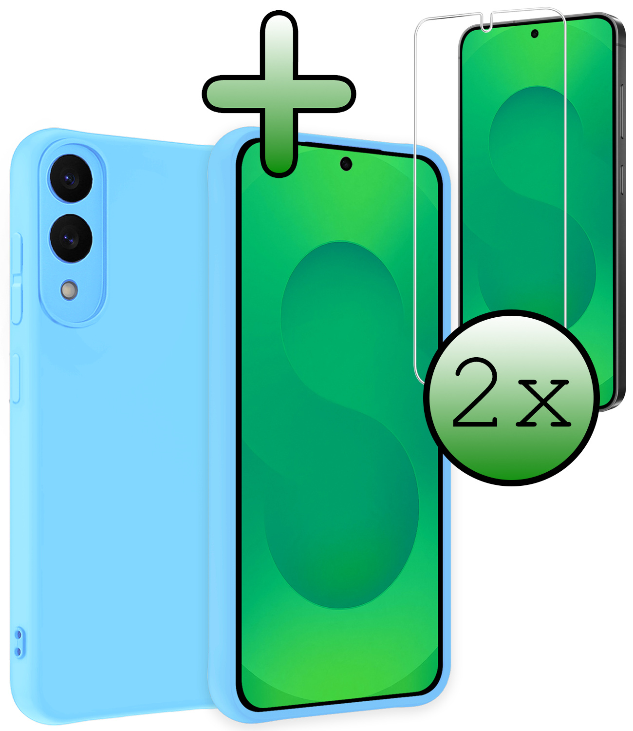 BASEY. BASEY. Samsung Galaxy S25 Edge Hoesje Siliconen Met 2x Screenprotector - Lichtblauw