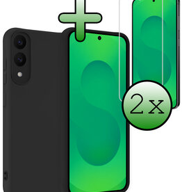 BASEY. BASEY. Samsung Galaxy S25 Edge Hoesje Siliconen Met 2x Screenprotector - Zwart
