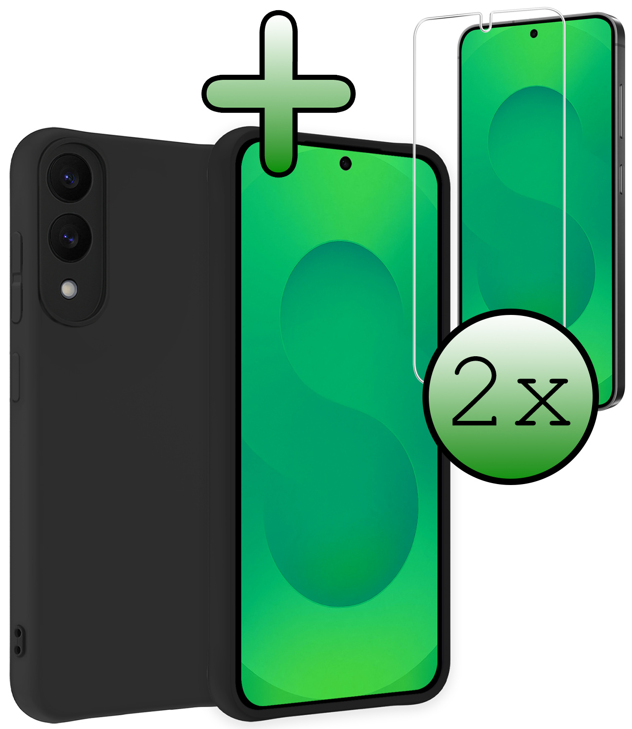 BASEY. BASEY. Samsung Galaxy S25 Edge Hoesje Siliconen Met 2x Screenprotector - Zwart