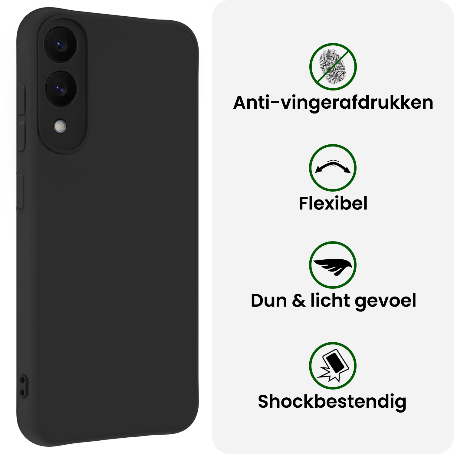 BASEY. BASEY. Samsung Galaxy S25 Edge Hoesje Siliconen Met 2x Screenprotector - Zwart