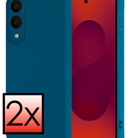 NoXx NoXx Samsung Galaxy S25 Edge Hoesje Siliconen - Donkerblauw - 2 PACK