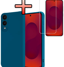 NoXx NoXx Samsung Galaxy S25 Edge Hoesje Siliconen Met Screenprotector - Donkerblauw