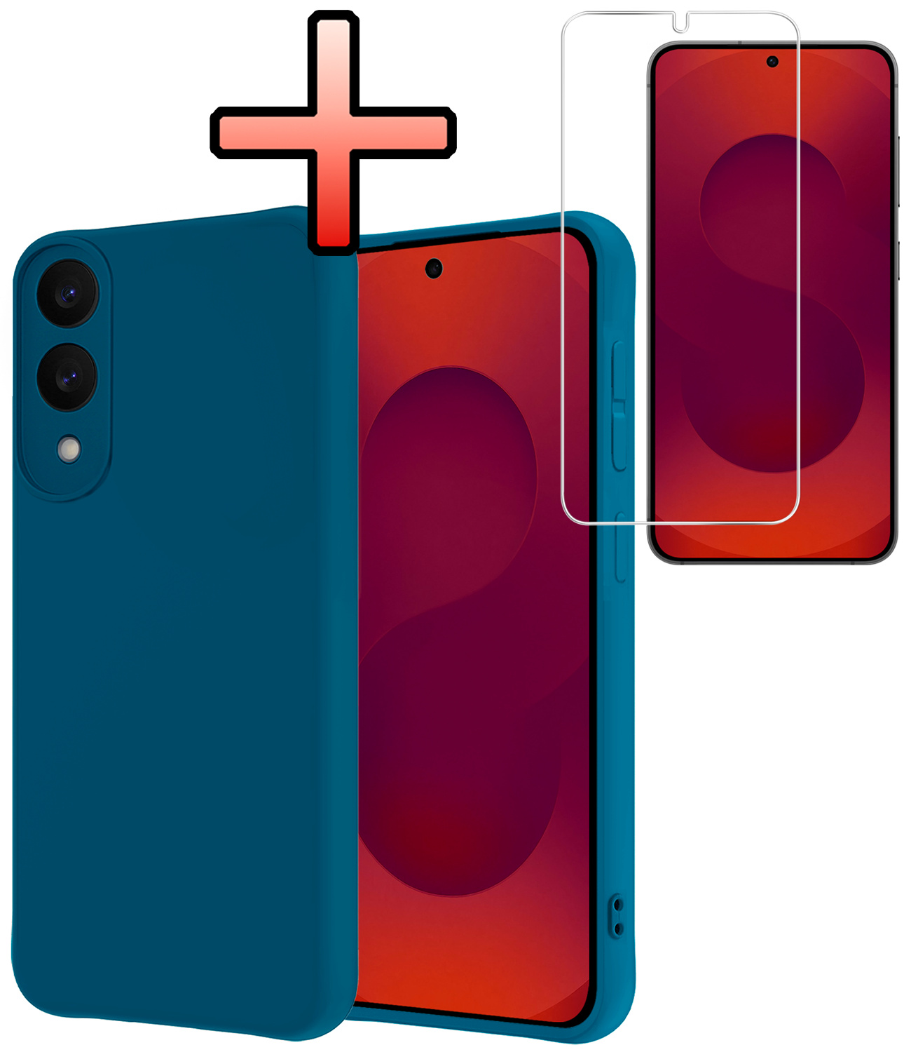 NoXx NoXx Samsung Galaxy S25 Edge Hoesje Siliconen Met Screenprotector - Donkerblauw