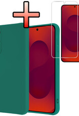 NoXx NoXx Samsung Galaxy S25 Edge Hoesje Siliconen Met Screenprotector - Donkergroen