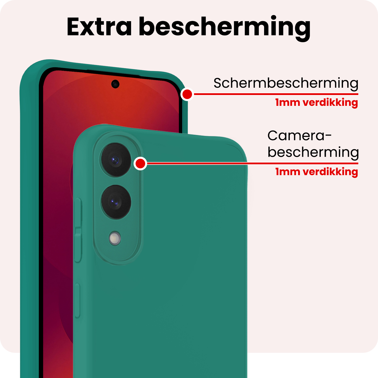 NoXx NoXx Samsung Galaxy S25 Edge Hoesje Siliconen Met Screenprotector - Donkergroen