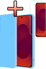 NoXx NoXx Samsung Galaxy S25 Edge Hoesje Siliconen Met Screenprotector - Lichtblauw