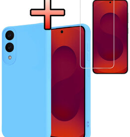 NoXx NoXx Samsung Galaxy S25 Edge Hoesje Siliconen Met Screenprotector - Lichtblauw