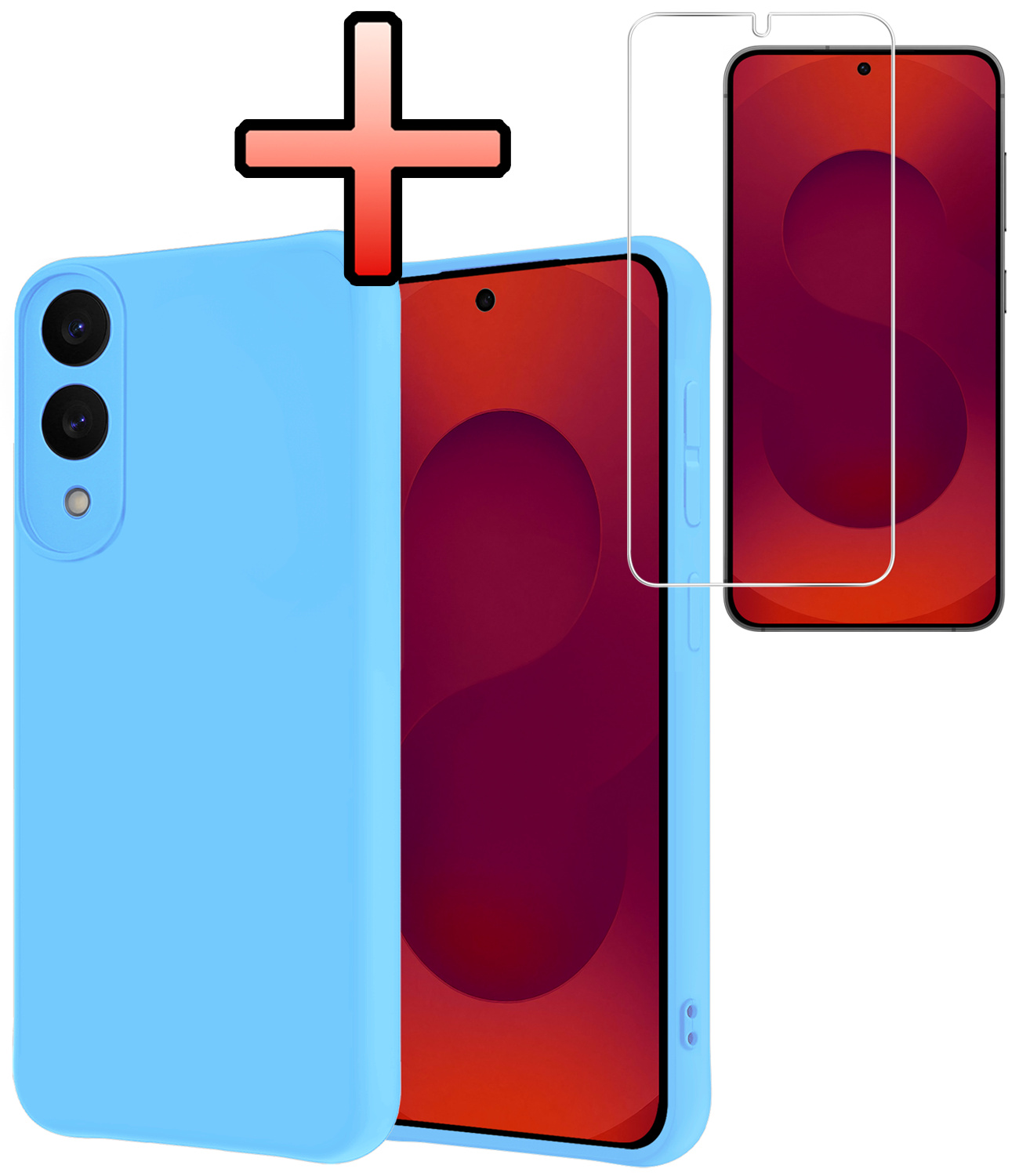 NoXx NoXx Samsung Galaxy S25 Edge Hoesje Siliconen Met Screenprotector - Lichtblauw