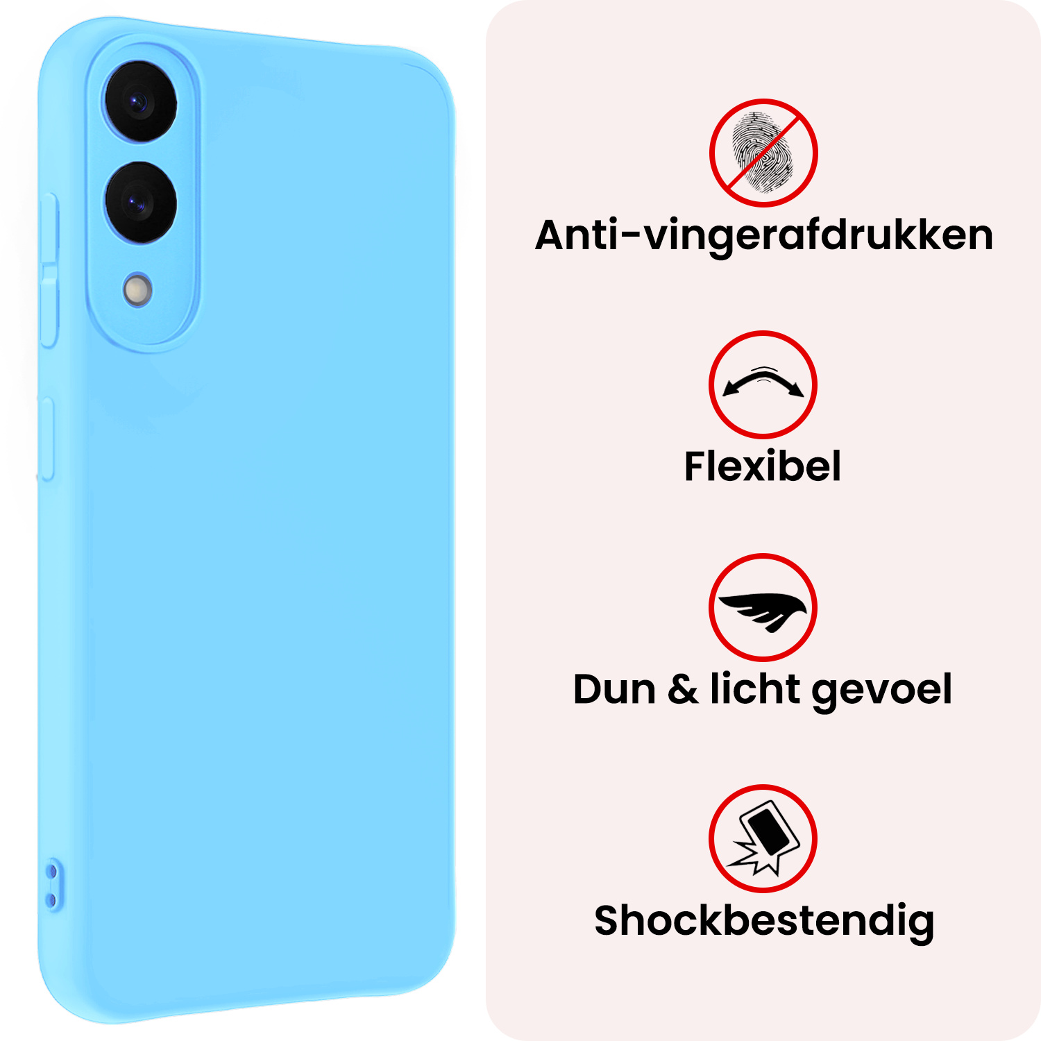 NoXx NoXx Samsung Galaxy S25 Edge Hoesje Siliconen Met Screenprotector - Lichtblauw