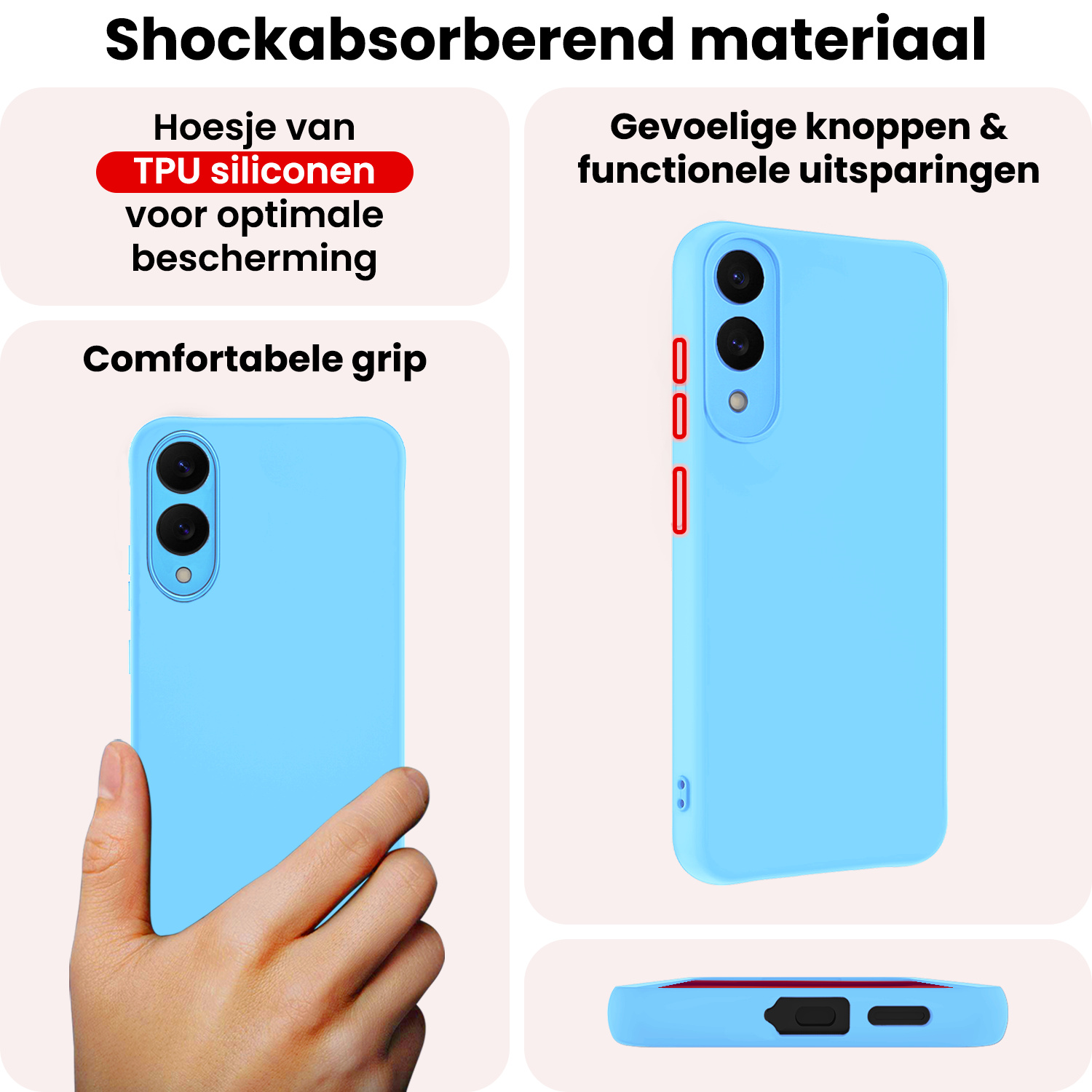 NoXx NoXx Samsung Galaxy S25 Edge Hoesje Siliconen Met Screenprotector - Lichtblauw