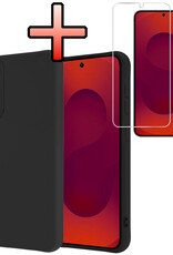 NoXx NoXx Samsung Galaxy S25 Edge Hoesje Siliconen Met Screenprotector - Zwart