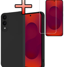 NoXx NoXx Samsung Galaxy S25 Edge Hoesje Siliconen Met Screenprotector - Zwart