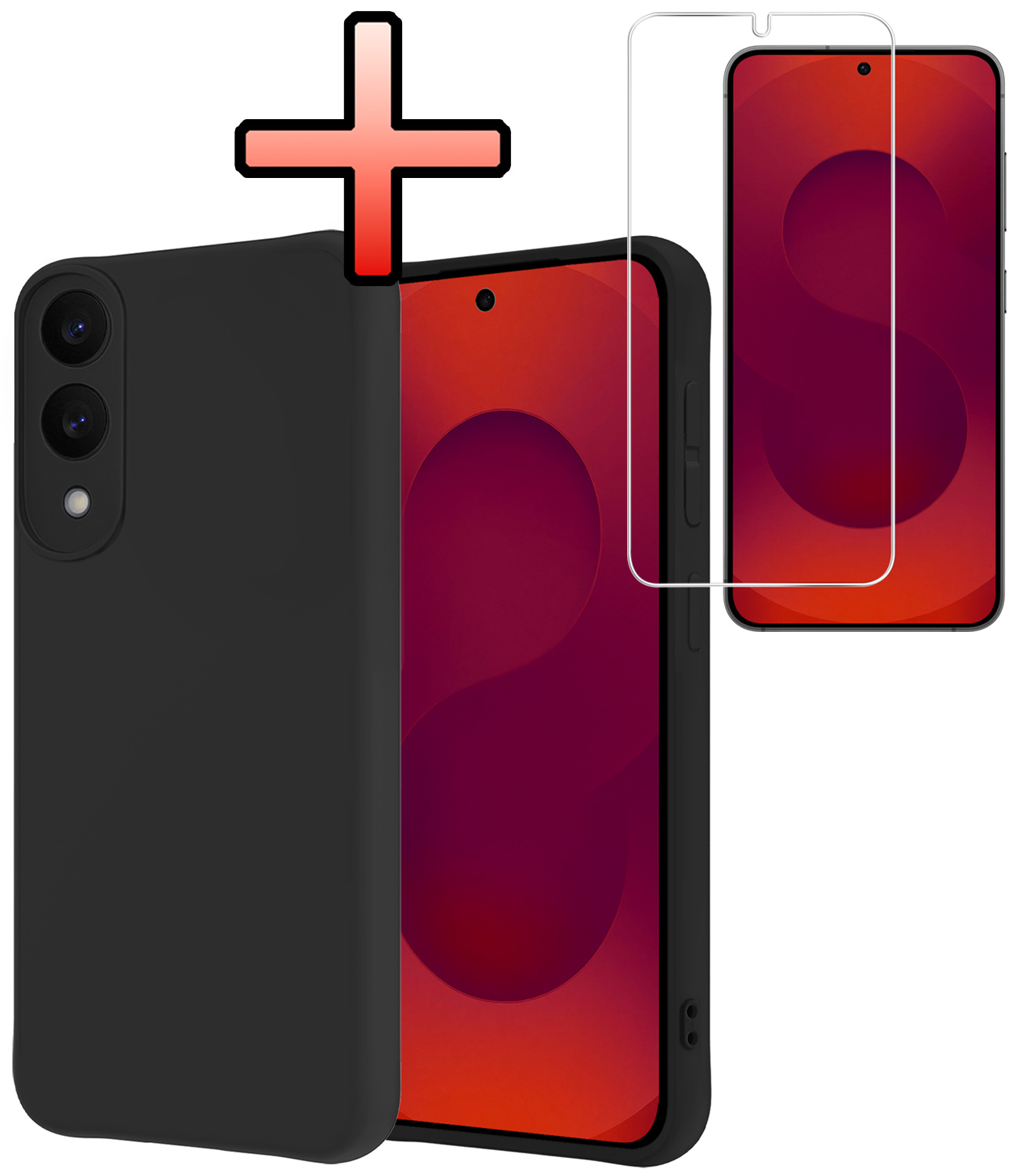 NoXx NoXx Samsung Galaxy S25 Edge Hoesje Siliconen Met Screenprotector - Zwart