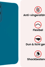 NoXx NoXx Samsung Galaxy S25 Edge Hoesje Siliconen Met 2x Screenprotector - Donkerblauw