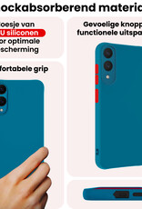 NoXx NoXx Samsung Galaxy S25 Edge Hoesje Siliconen Met 2x Screenprotector - Donkerblauw