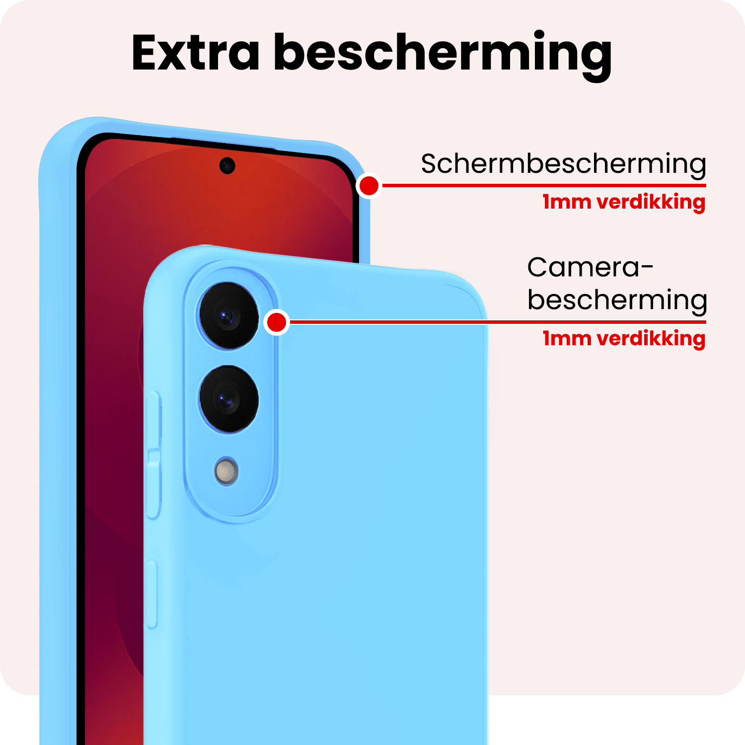 NoXx NoXx Samsung Galaxy S25 Edge Hoesje Siliconen Met 2x Screenprotector - Lichtblauw
