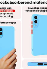 NoXx NoXx Samsung Galaxy S25 Edge Hoesje Siliconen Met 2x Screenprotector - Lichtblauw