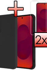 NoXx NoXx Samsung Galaxy S25 Edge Hoesje Siliconen Met 2x Screenprotector - Zwart