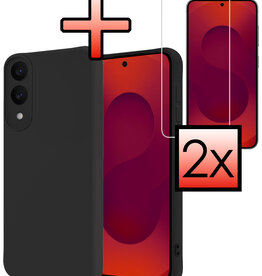 NoXx NoXx Samsung Galaxy S25 Edge Hoesje Siliconen Met 2x Screenprotector - Zwart
