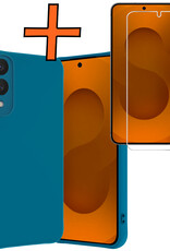 Nomfy Nomfy Samsung Galaxy S25 Edge Hoesje Siliconen Met Screenprotector - Donkerblauw