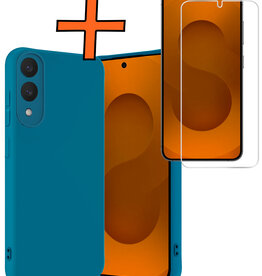 Nomfy Nomfy Samsung Galaxy S25 Edge Hoesje Siliconen Met Screenprotector - Donkerblauw