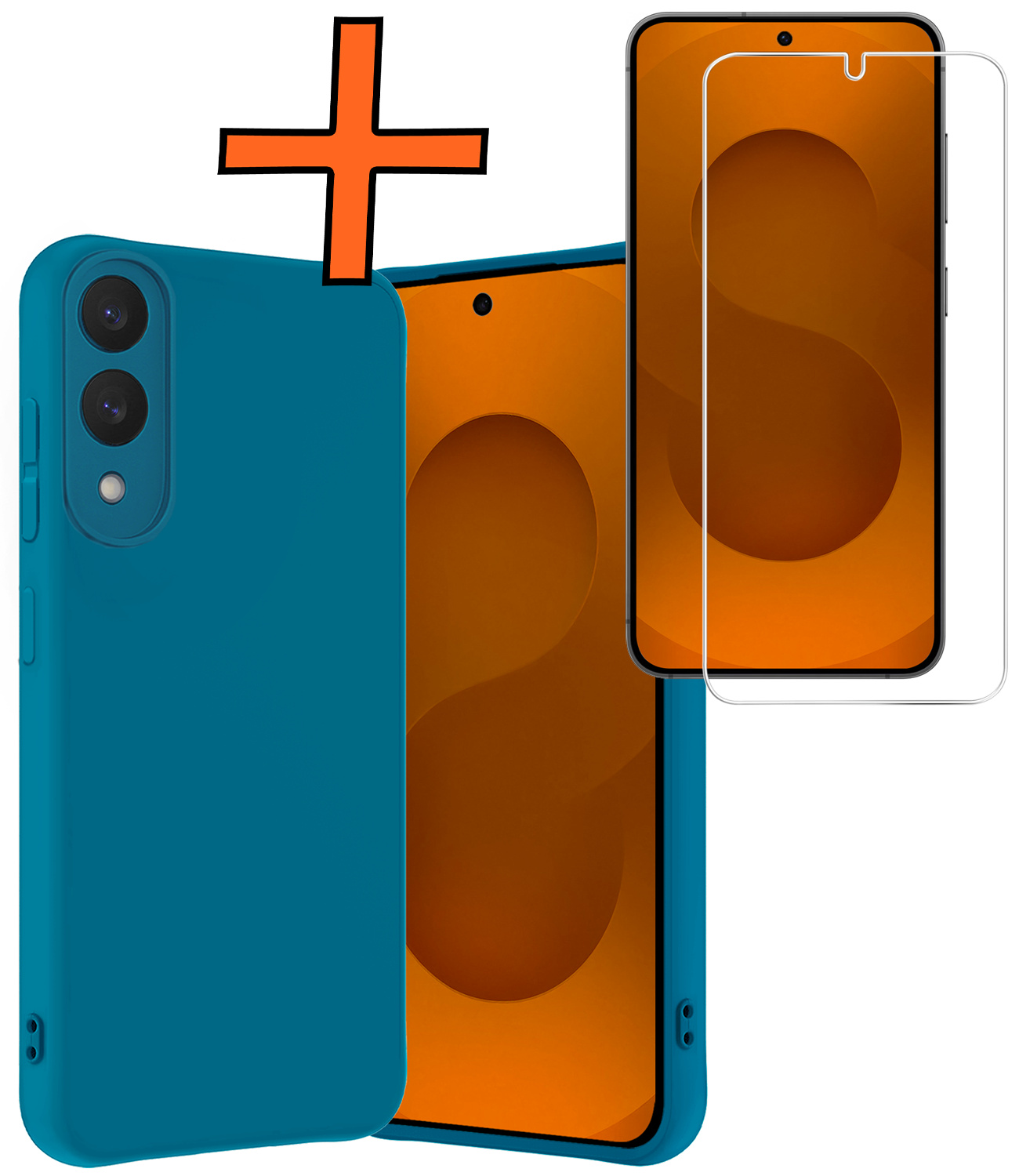 Nomfy Nomfy Samsung Galaxy S25 Edge Hoesje Siliconen Met Screenprotector - Donkerblauw
