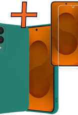 Nomfy Nomfy Samsung Galaxy S25 Edge Hoesje Siliconen Met Screenprotector - Donkergroen