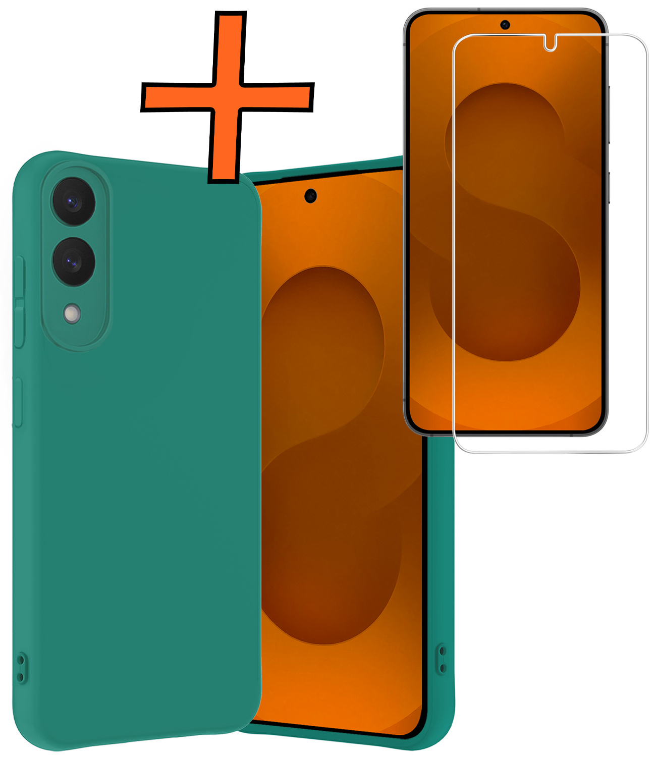 Nomfy Nomfy Samsung Galaxy S25 Edge Hoesje Siliconen Met Screenprotector - Donkergroen