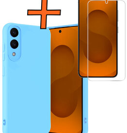 Nomfy Nomfy Samsung Galaxy S25 Edge Hoesje Siliconen Met Screenprotector - Lichtblauw