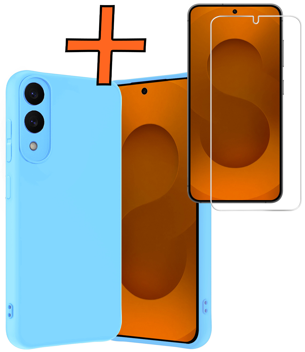 Nomfy Nomfy Samsung Galaxy S25 Edge Hoesje Siliconen Met Screenprotector - Lichtblauw