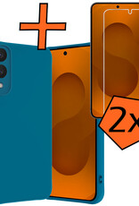 Nomfy Nomfy Samsung Galaxy S25 Edge Hoesje Siliconen Met 2x Screenprotector - Donkerblauw