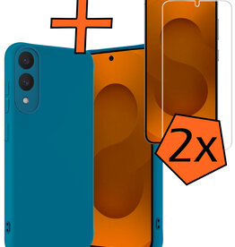 Nomfy Nomfy Samsung Galaxy S25 Edge Hoesje Siliconen Met 2x Screenprotector - Donkerblauw