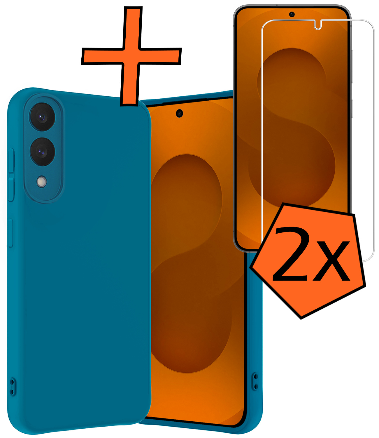 Nomfy Nomfy Samsung Galaxy S25 Edge Hoesje Siliconen Met 2x Screenprotector - Donkerblauw