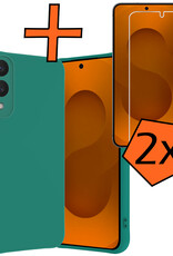 Nomfy Nomfy Samsung Galaxy S25 Edge Hoesje Siliconen Met 2x Screenprotector - Donkergroen