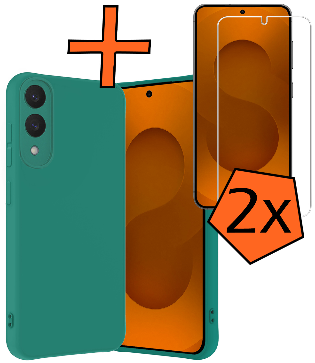 Nomfy Nomfy Samsung Galaxy S25 Edge Hoesje Siliconen Met 2x Screenprotector - Donkergroen