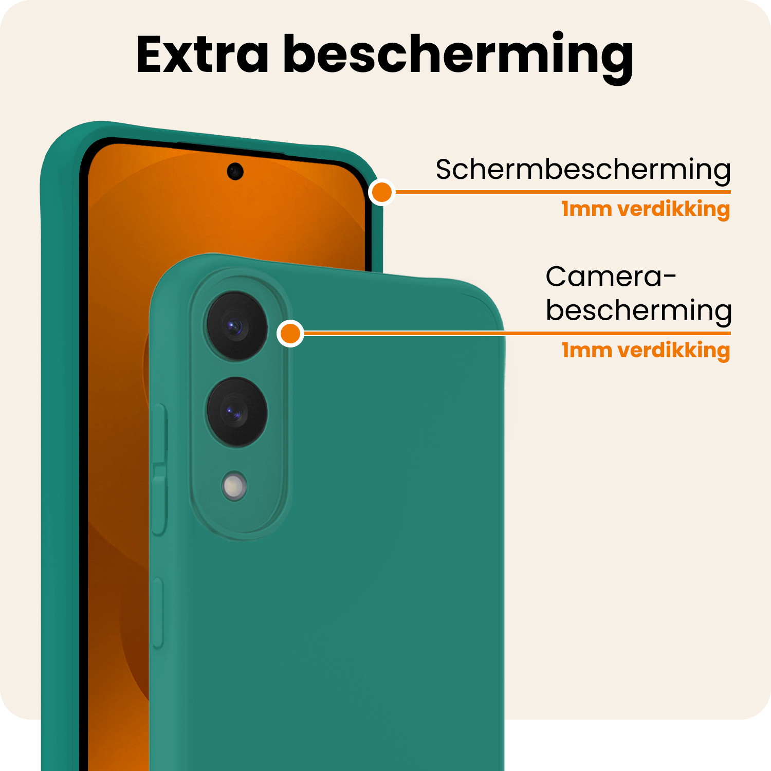 Nomfy Nomfy Samsung Galaxy S25 Edge Hoesje Siliconen Met 2x Screenprotector - Donkergroen