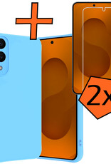 Nomfy Nomfy Samsung Galaxy S25 Edge Hoesje Siliconen Met 2x Screenprotector - Lichtblauw