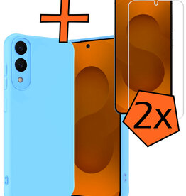 Nomfy Nomfy Samsung Galaxy S25 Edge Hoesje Siliconen Met 2x Screenprotector - Lichtblauw