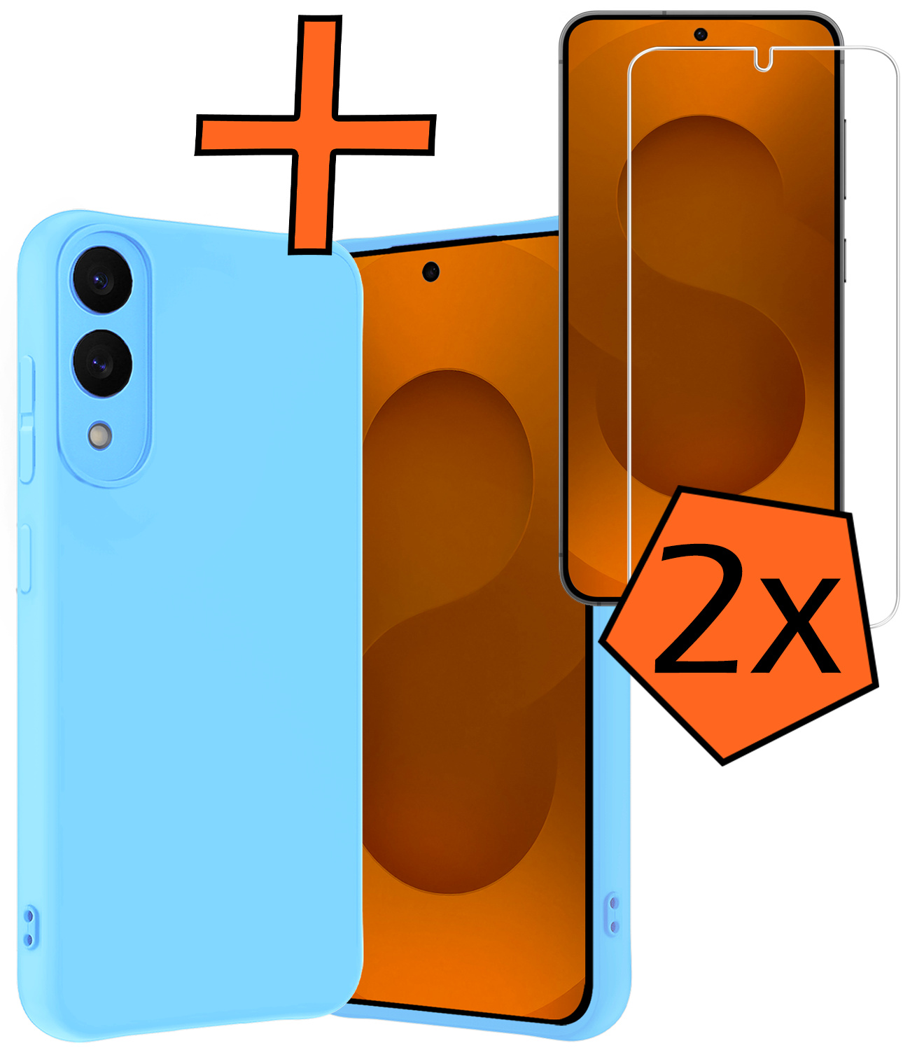 Nomfy Nomfy Samsung Galaxy S25 Edge Hoesje Siliconen Met 2x Screenprotector - Lichtblauw
