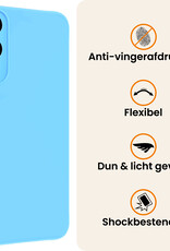 Nomfy Nomfy Samsung Galaxy S25 Edge Hoesje Siliconen Met 2x Screenprotector - Lichtblauw