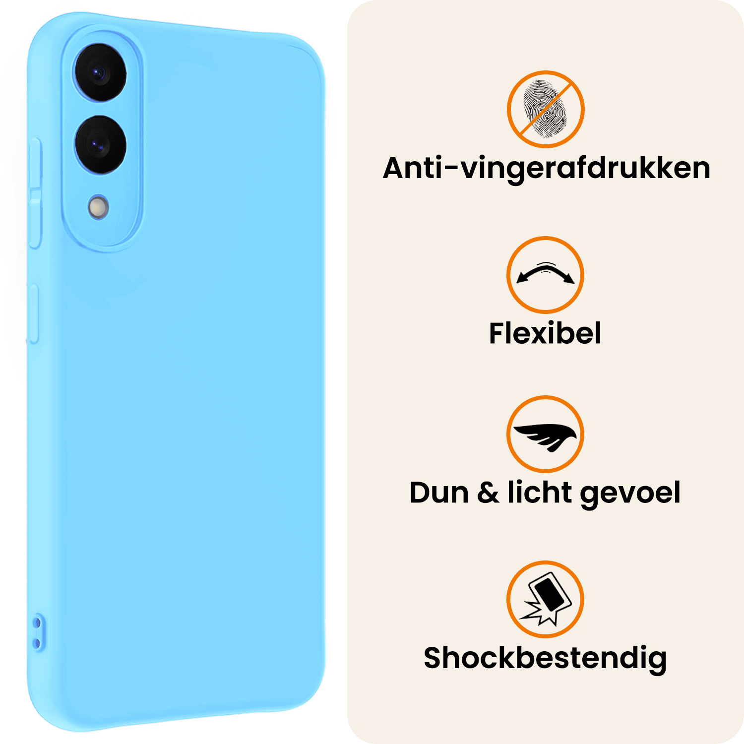 Nomfy Nomfy Samsung Galaxy S25 Edge Hoesje Siliconen Met 2x Screenprotector - Lichtblauw