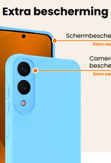 Nomfy Nomfy Samsung Galaxy S25 Edge Hoesje Siliconen Met 2x Screenprotector - Lichtblauw