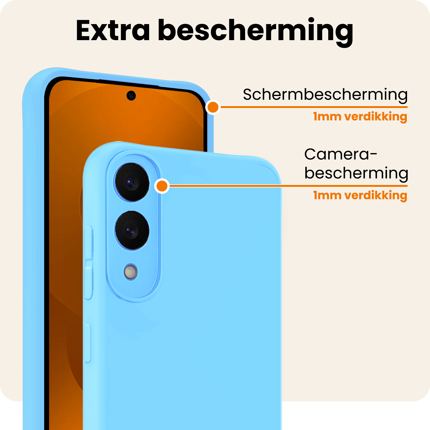 Nomfy Nomfy Samsung Galaxy S25 Edge Hoesje Siliconen Met 2x Screenprotector - Lichtblauw