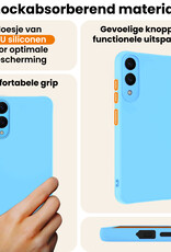 Nomfy Nomfy Samsung Galaxy S25 Edge Hoesje Siliconen Met 2x Screenprotector - Lichtblauw