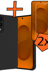 Nomfy Nomfy Samsung Galaxy S25 Edge Hoesje Siliconen Met 2x Screenprotector - Zwart