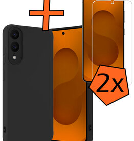 Nomfy Nomfy Samsung Galaxy S25 Edge Hoesje Siliconen Met 2x Screenprotector - Zwart