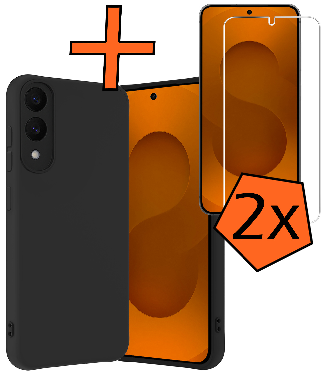 Nomfy Nomfy Samsung Galaxy S25 Edge Hoesje Siliconen Met 2x Screenprotector - Zwart