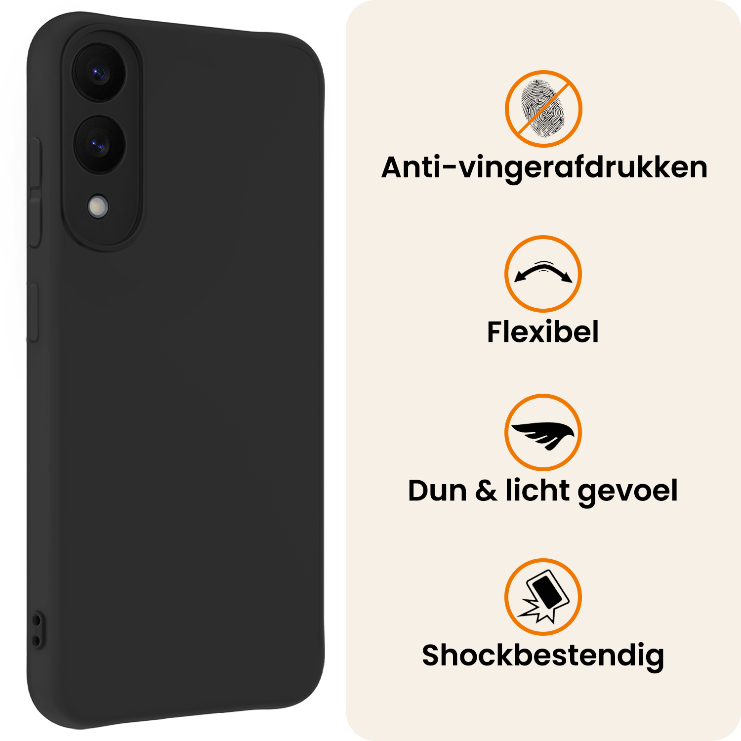 Nomfy Nomfy Samsung Galaxy S25 Edge Hoesje Siliconen Met 2x Screenprotector - Zwart